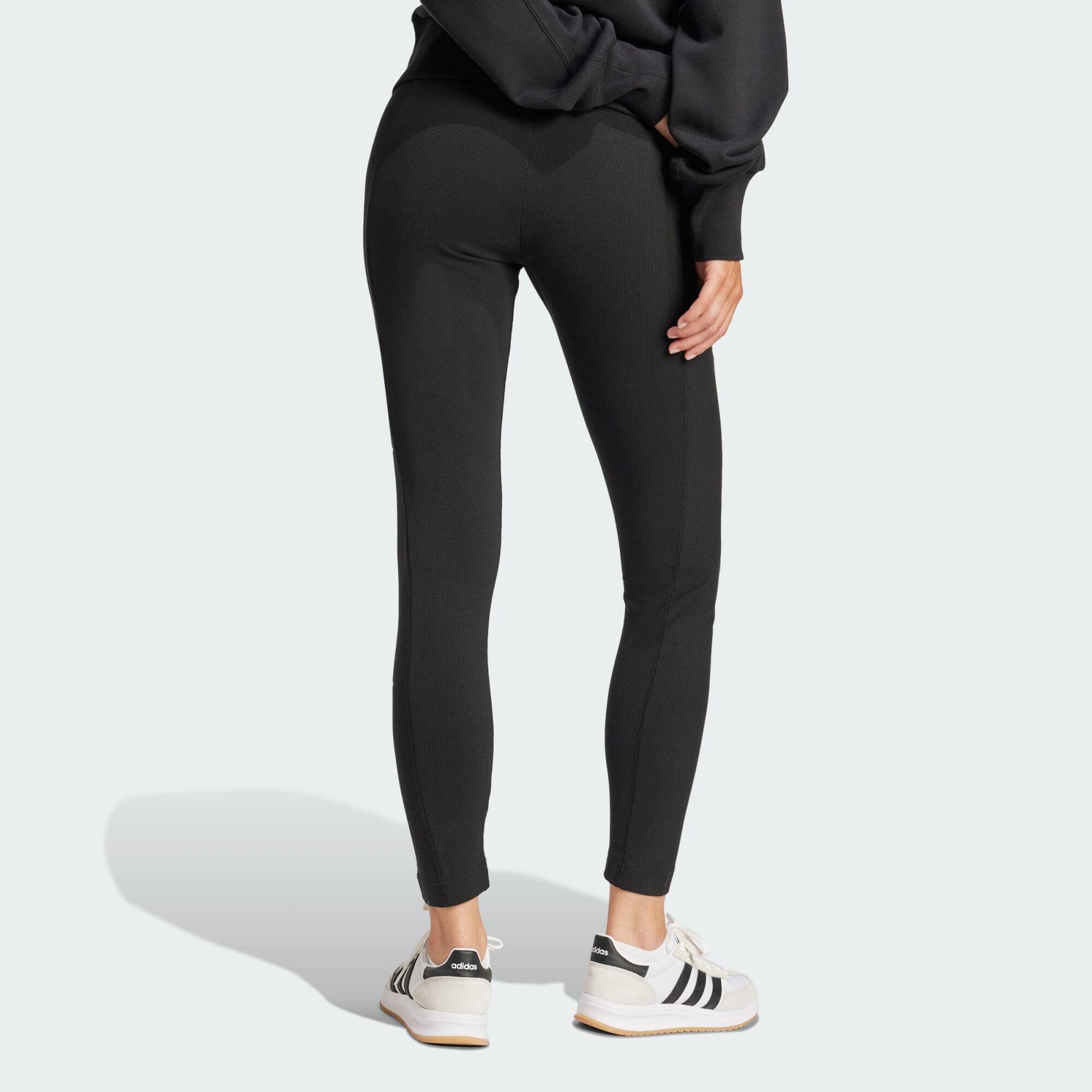 Adidas W LNG RIB LEG Women Sports Tights Black -  2
