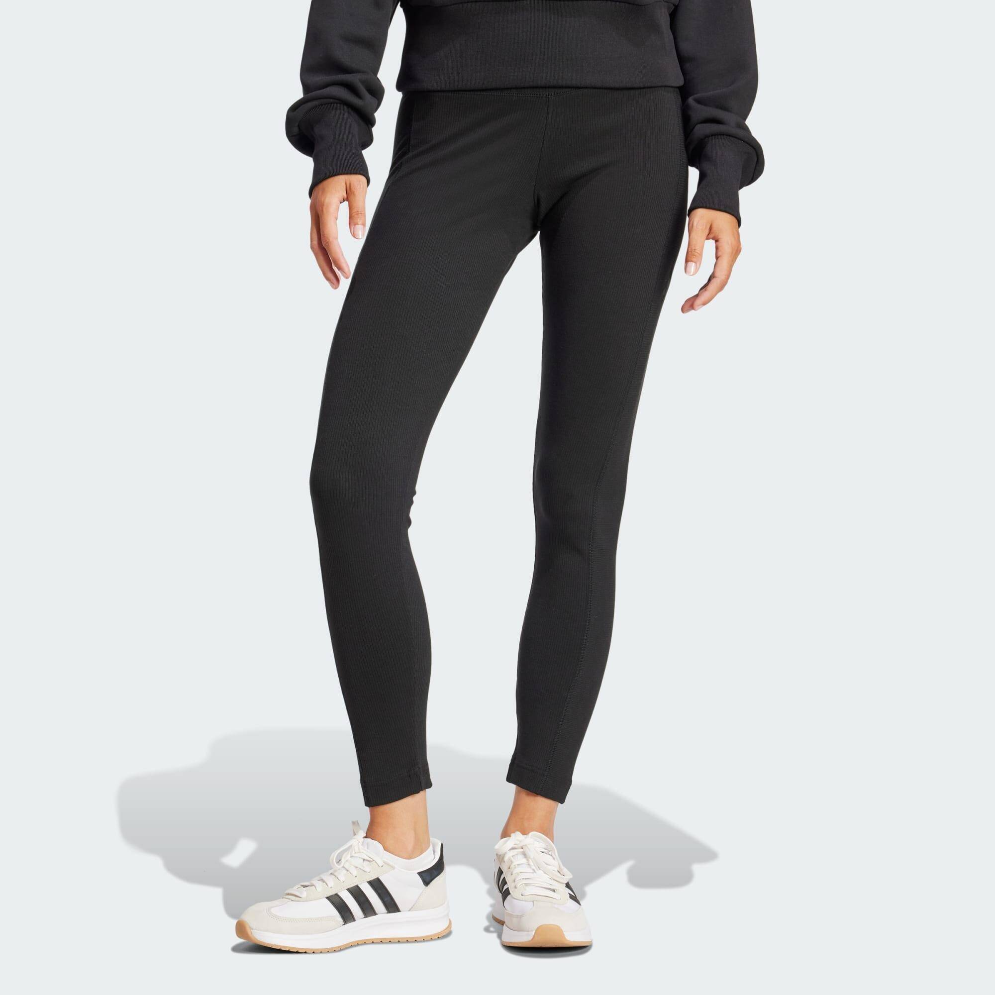 Adidas W LNG RIB LEG Women Sports Tights Black -  1