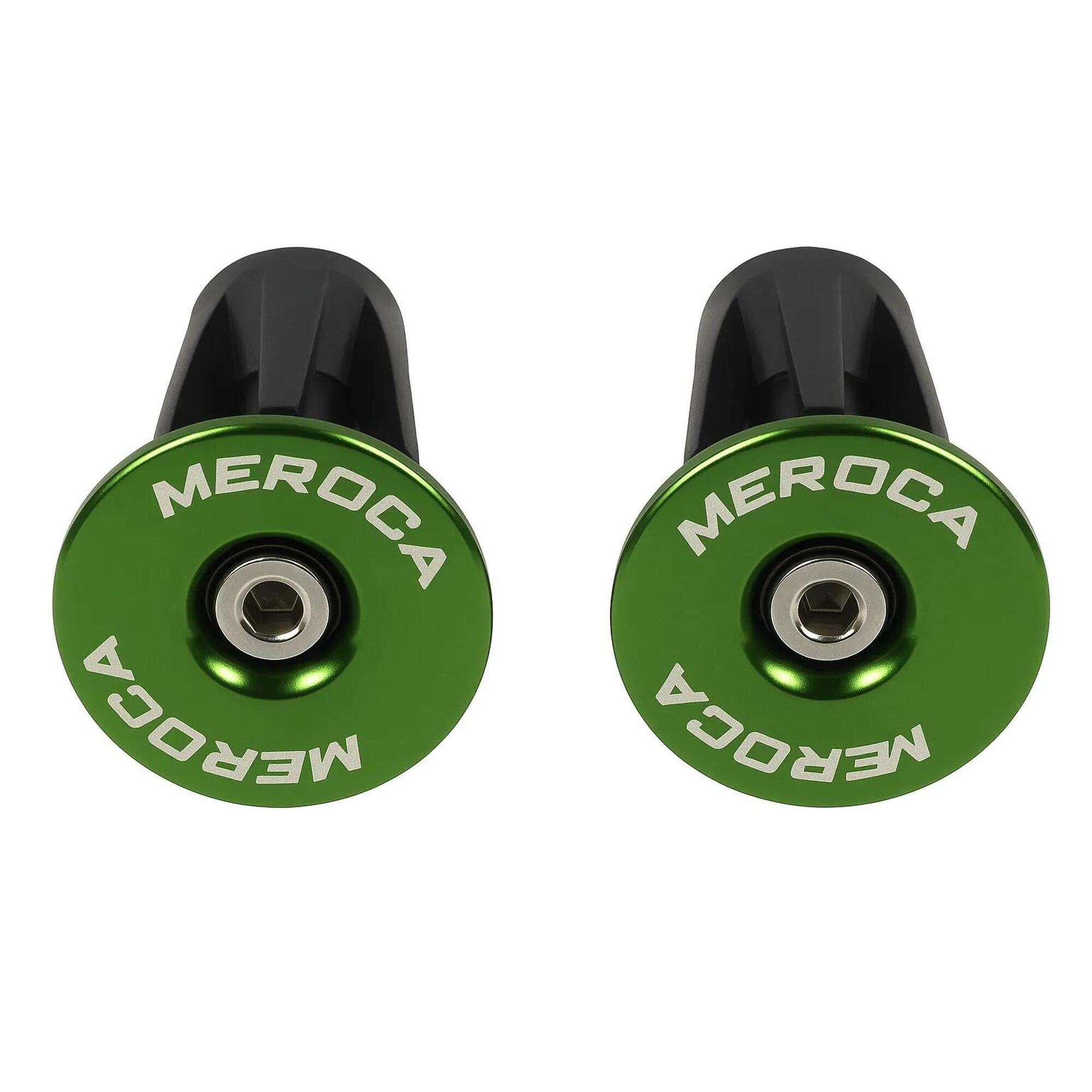 MEROCA Koncovky řídítek AL6061 22–24 mm šroub M4 zelené 19 g/pár