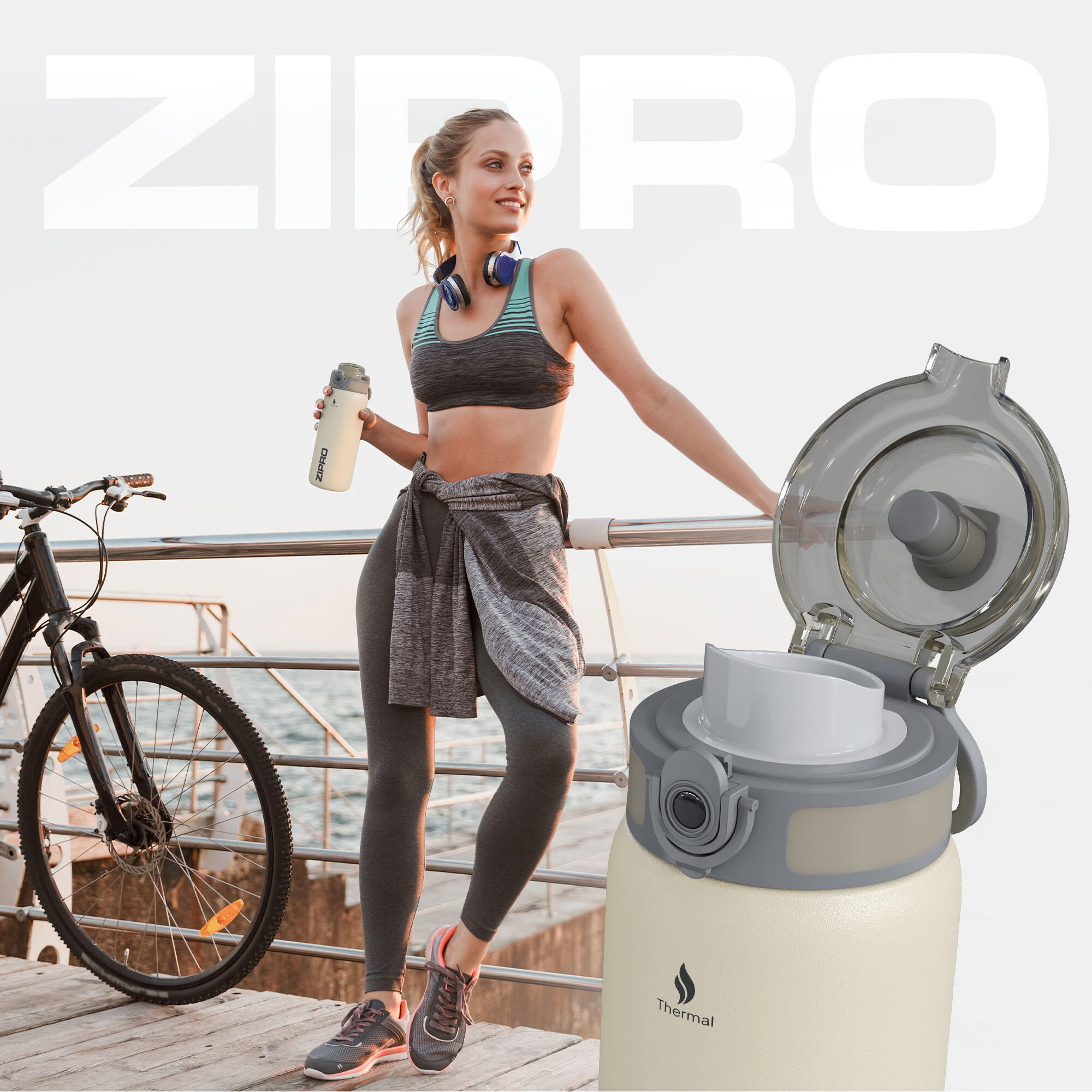 Gourde isotherme ZIPRO - Acier inoxydable premium, sans BPA 3/7