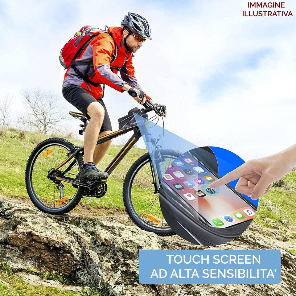 supporto porta cellulare manubrio borsello custodia impermeabile bici EV 2/7