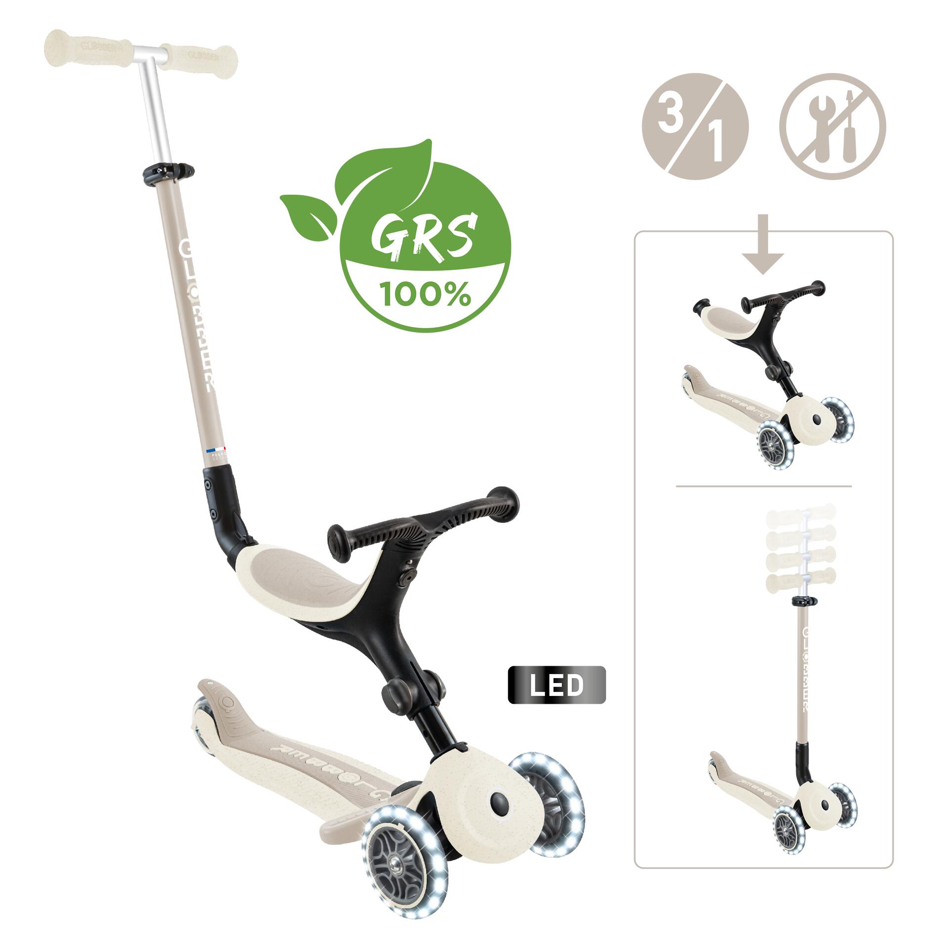 Globber Go Up Active Lights Eco Coconut