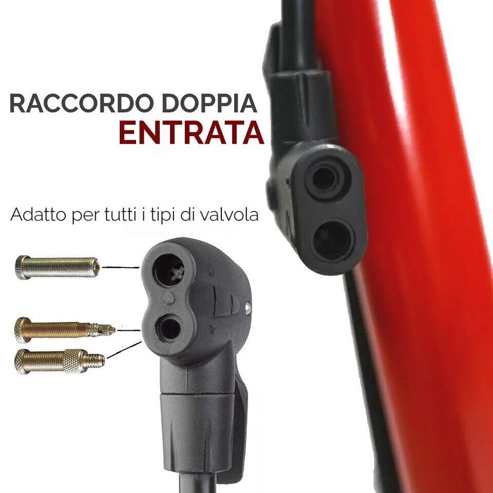 pompa gonfiatore bici compressore con manometro manuale max 160 psi gomme EV 2/5