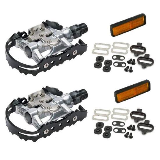 pedali mtb doppia funzione fpd sgancio rapido+tacchette spd bici alluminio EV