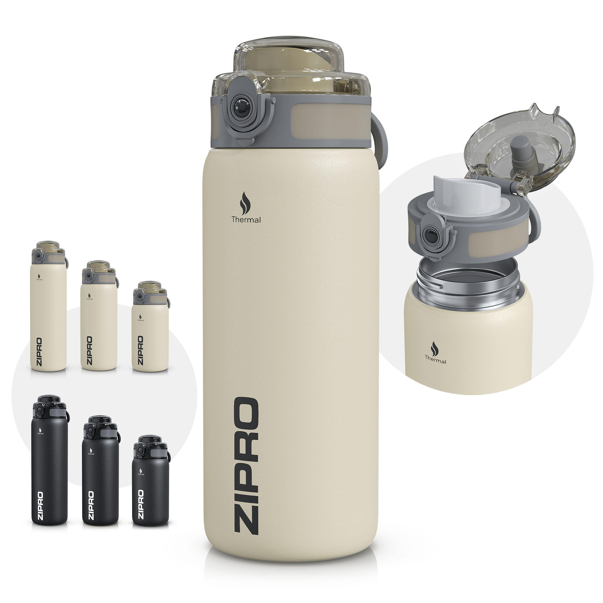 Zipro - Gourde Isotherme Zipro - Acier Inoxydable Premium, Sans Bpa - Bouteille Isotherme - Beige - Decathlon