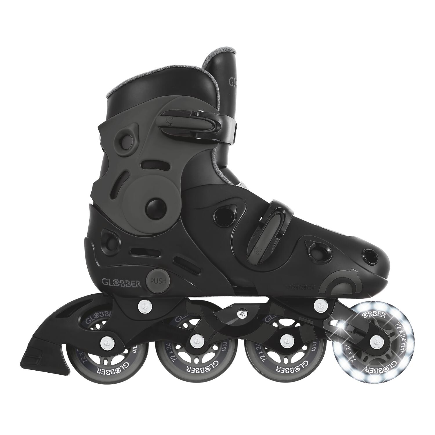 Rollers GO SKATES Talla M-L de la 34 a la 37 - Negro-Gris 10/13