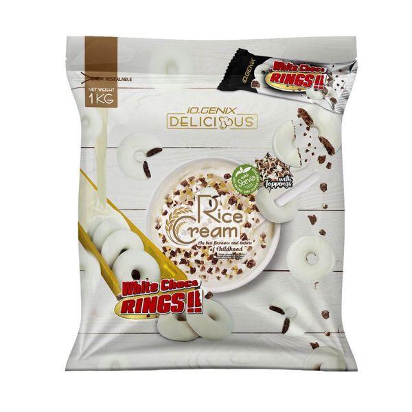 IO.GENIX Rice cream - 1 kg Chocolate branco com Choco Rings da IO.Genix