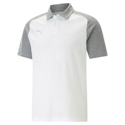 Polo - casual - heren - team cup casuals - regular fit, katoenmix - wit/grijs