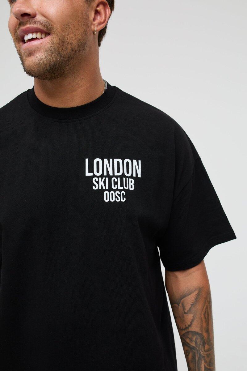 Maglietta oversize London Ski Club - Nero 2/6