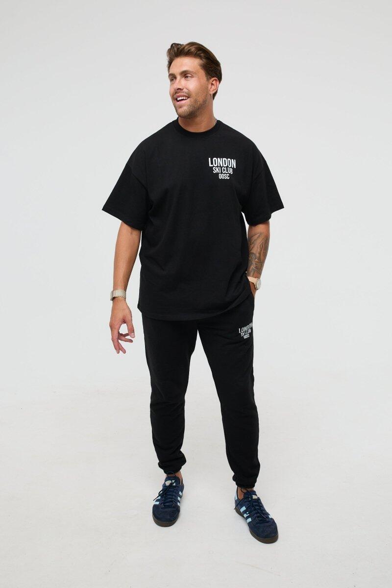 Maglietta oversize London Ski Club - Nero 3/6