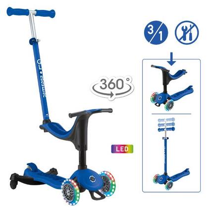 Scooter Laufrad / Dreirad GO UP Sporty Lights 360° Navy Blau
