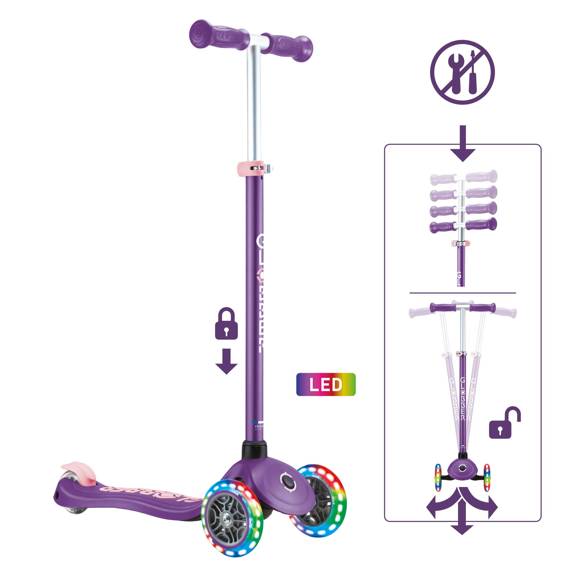 Globber Primo Plus Lights Paars