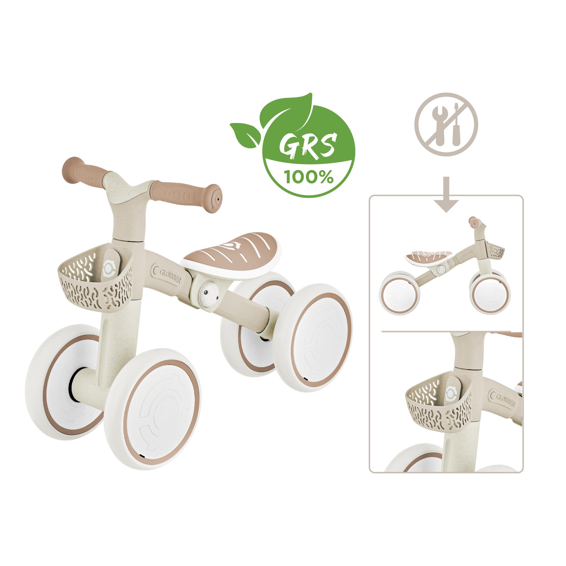Globber - Porteur Learning Bike Eco - Taupe - Porteur - Marron - 7" - Decathlon