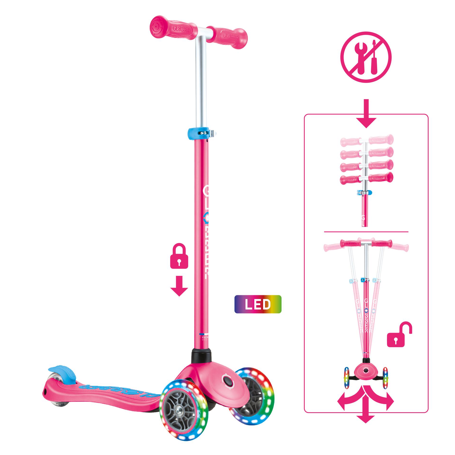 Globber Primo Plus Lights Fuchsia