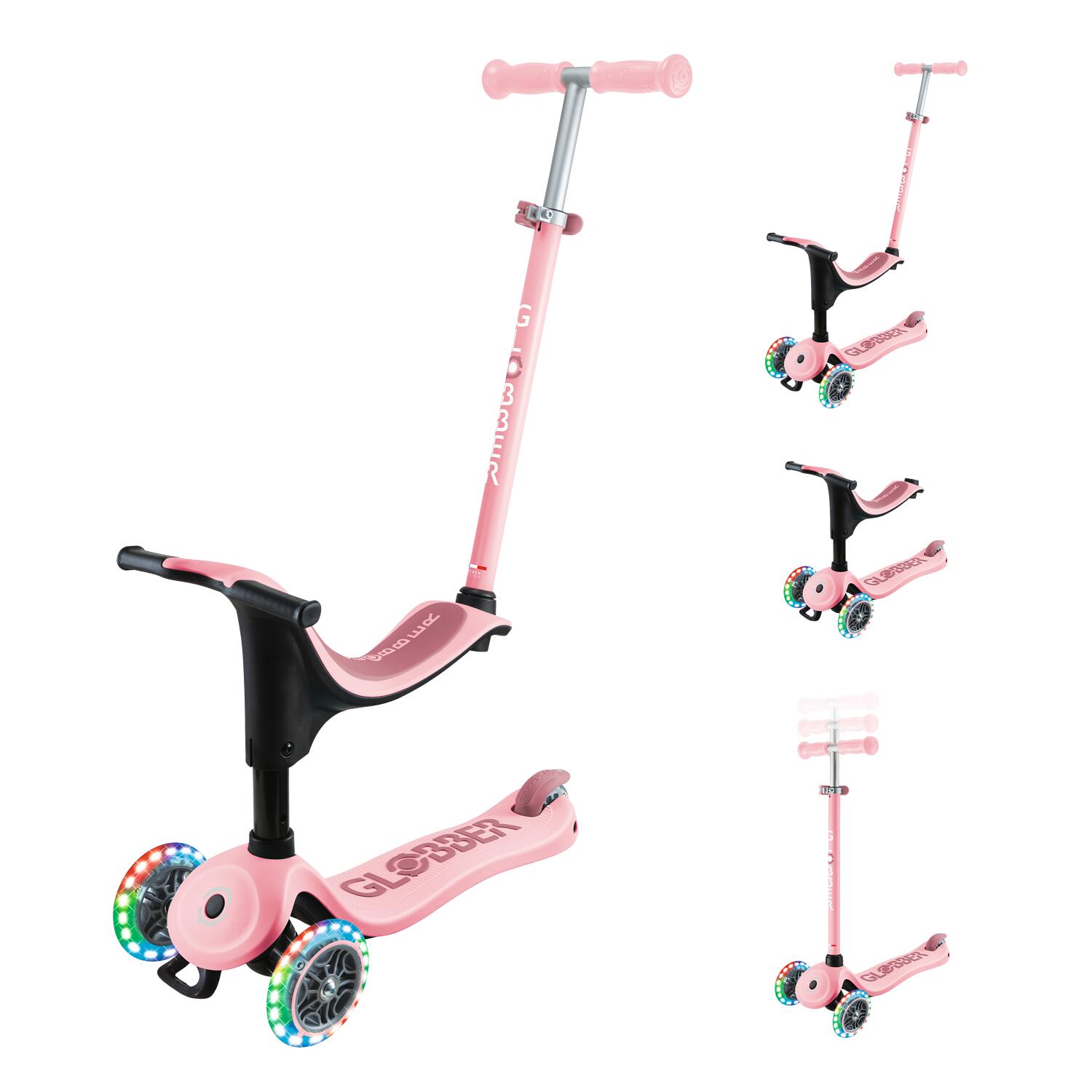 Trottinette évolutive GO-UP SPORTY LIGHTS - Rose pastel 11/13