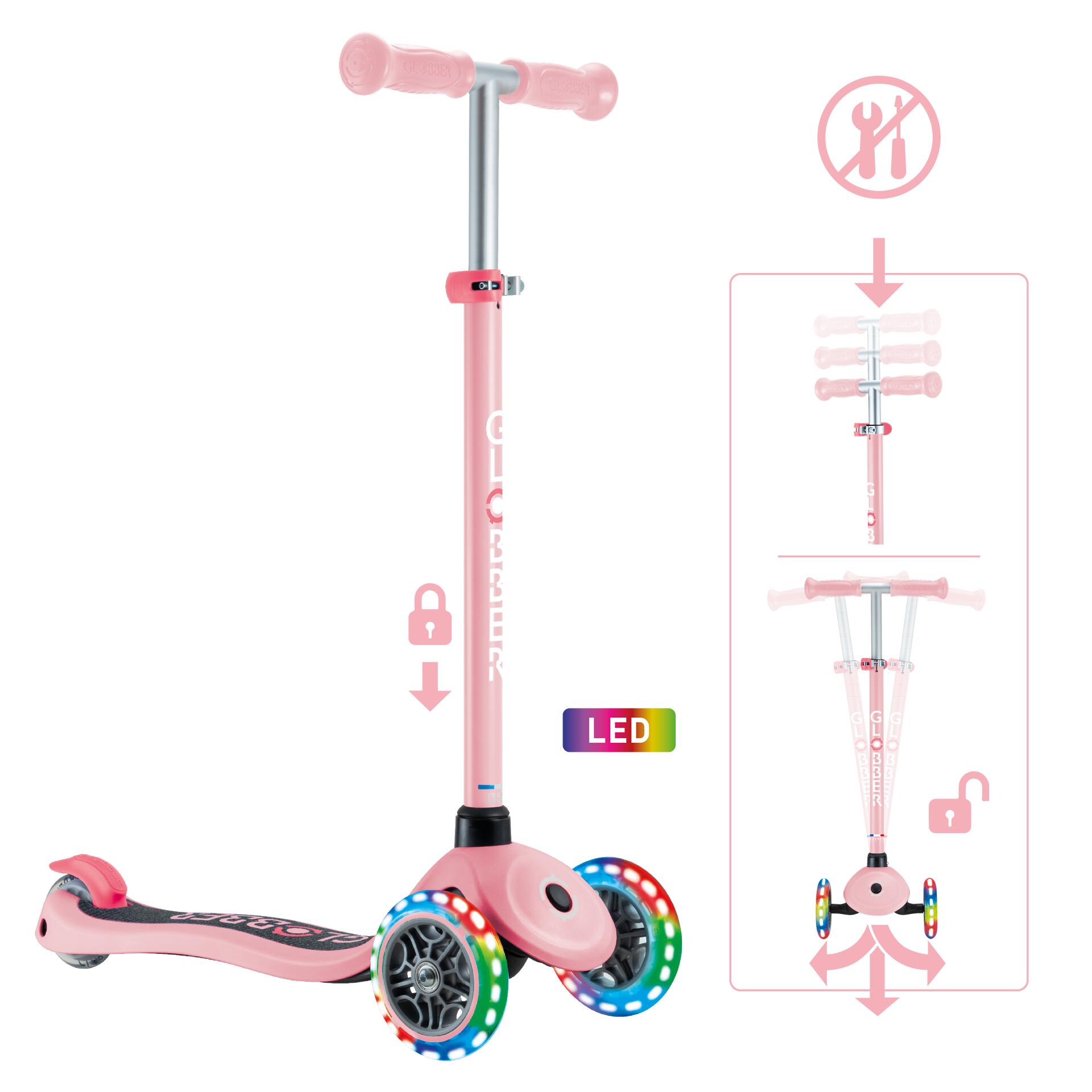Globber - Trottinette Primo Lights V2 - Rose Pastel - Trottinette - Rose - Taille Unique - Decathlon