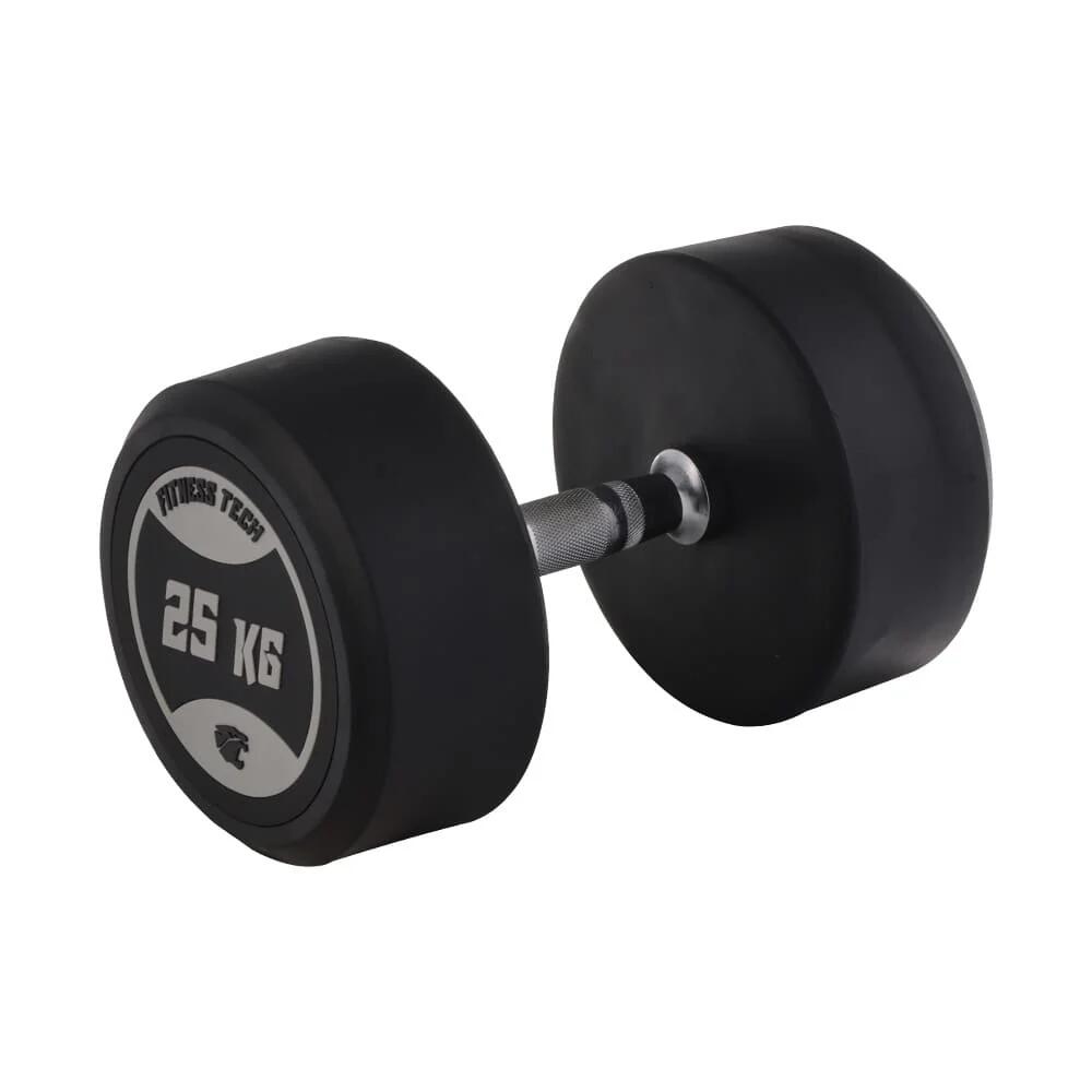 Fitness Tech - Haltères Ronds De Musculation 25 Kg Fitness Tech – Lot De 2 Unités - Haltère - Noir - 25 Kg - Decathlon