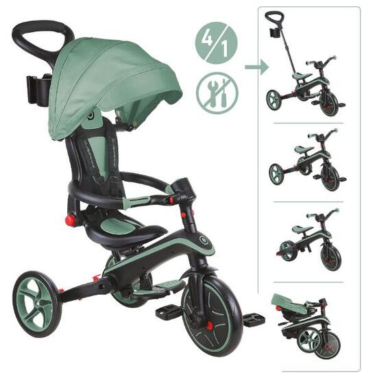 Tricycle EXPLORER 4-en-1 Évolutif & Pliable - Vert Olive