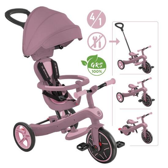 Tricycle évolutif EXPLORER 4 en 1 DELUXE ECO - Rose Berry