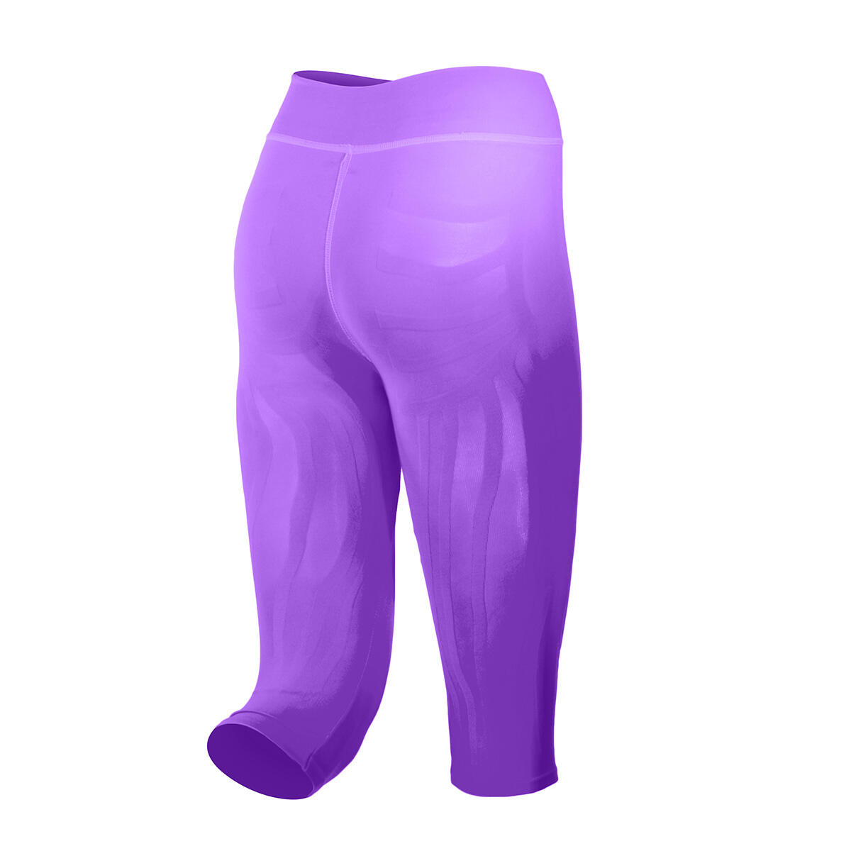 Leggings tecnico Capri donna Running Fitness Yoga Kinesiotaping interno fucsia 2/5