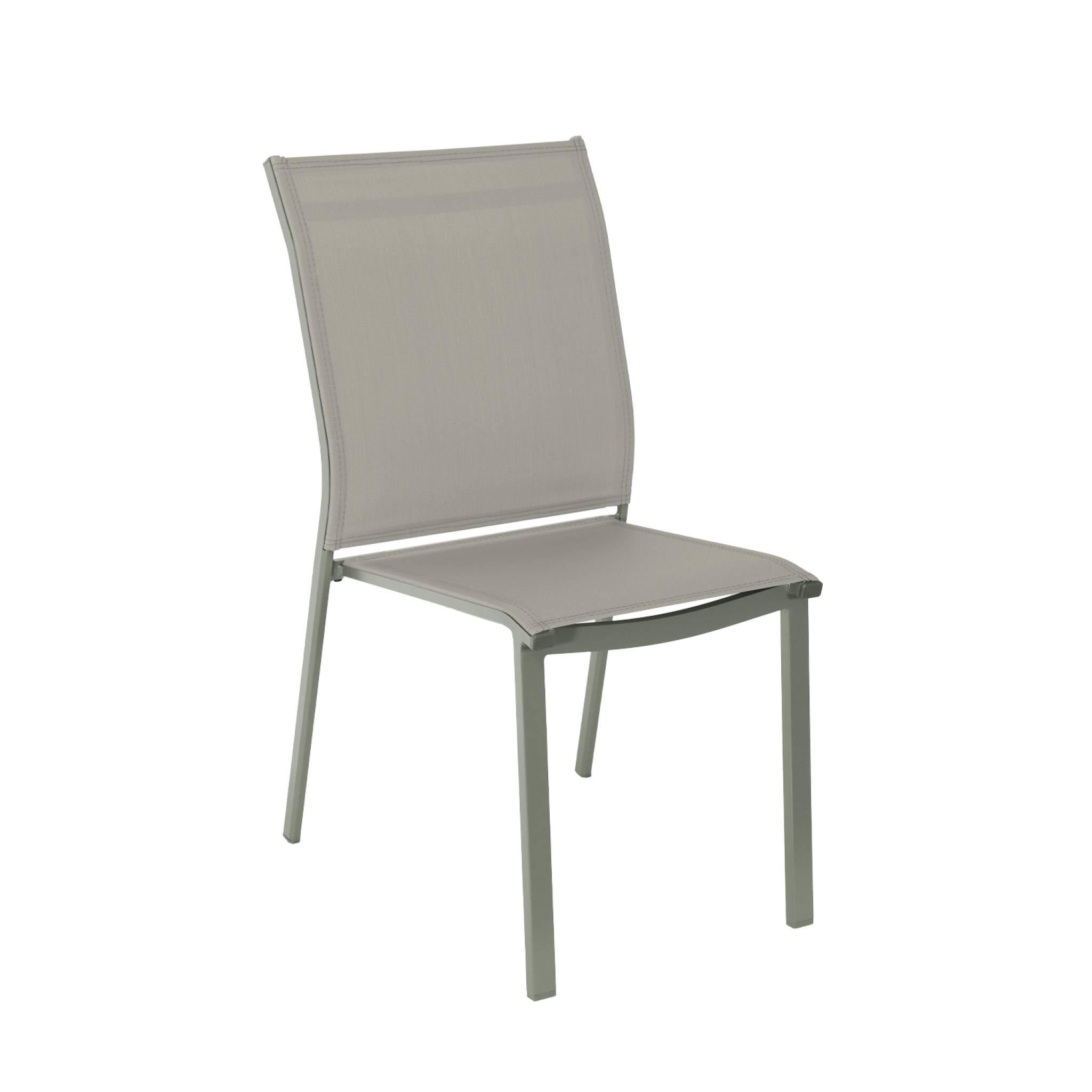 Silla de jardín apilable de aluminio y textilene, set de 4, Verde kaki 4/6