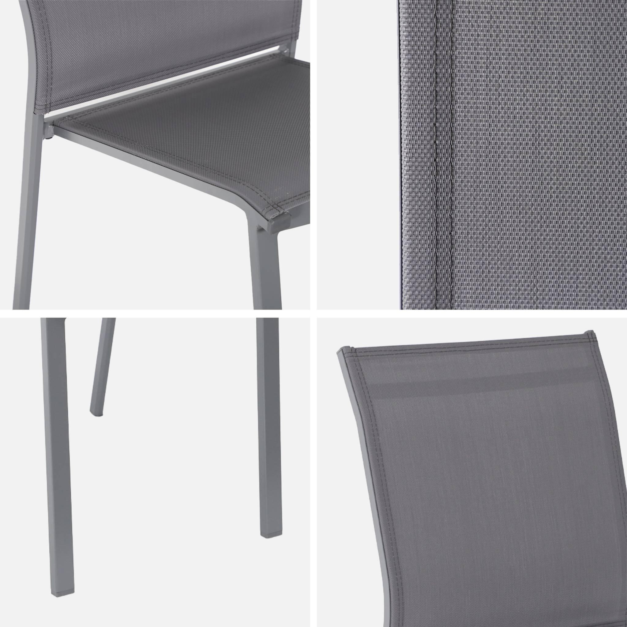 Silla de jardín apilable de aluminio y textilene, set de 2, Antracita 5/6