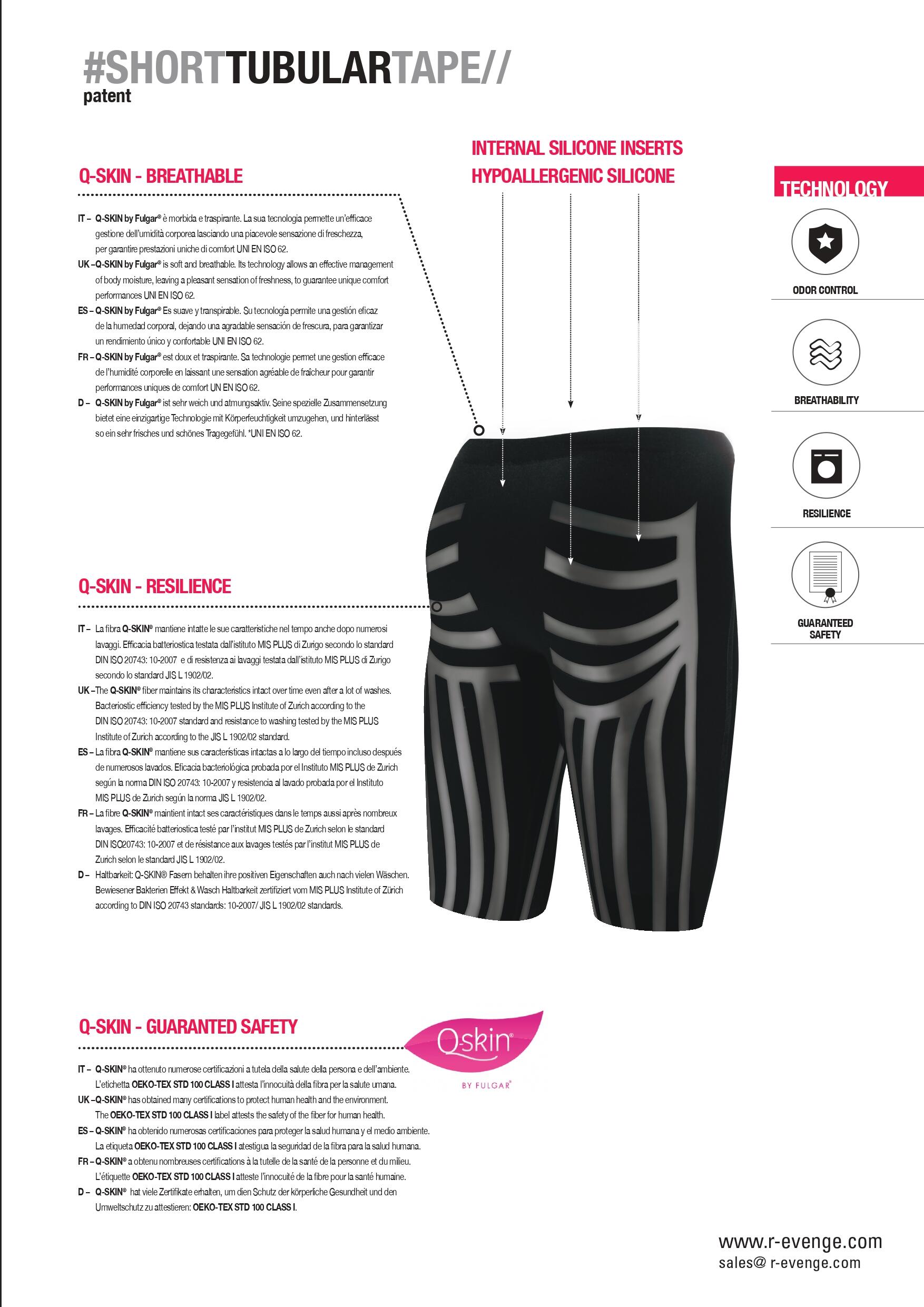 Short técnico hombre running fitness cardio training kinesiotaping negro 4/5