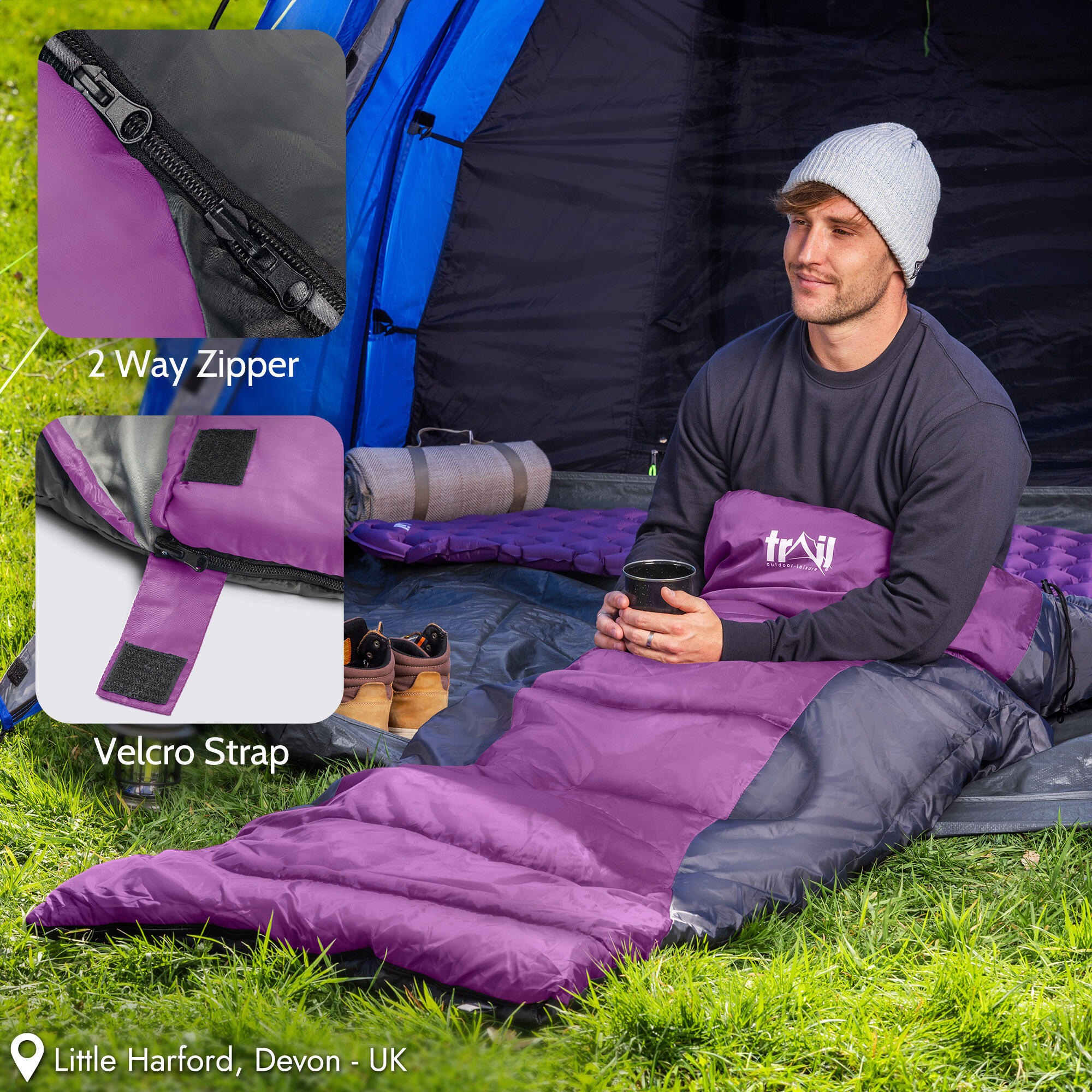 Trail Alpine 400 Hooded Envelope Sleeping Bag 3 4 Season Camping