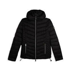 Doudoune pour femmes avec capuche bordée et finition brillante