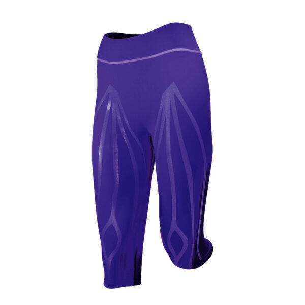Leggings tecnico Capri donna Running Fitness Yoga Kinesiotaping interno fucsia 3/3