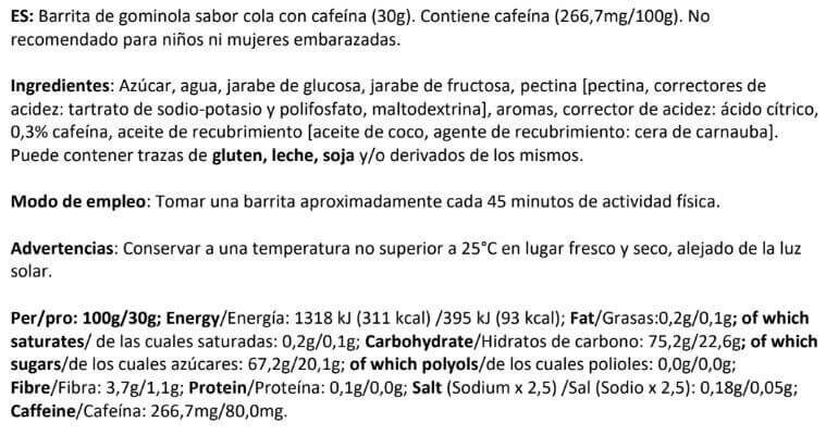 Barrita Gummy Bar con Cafeína - 30g Cola Amix Nutrition 2/3