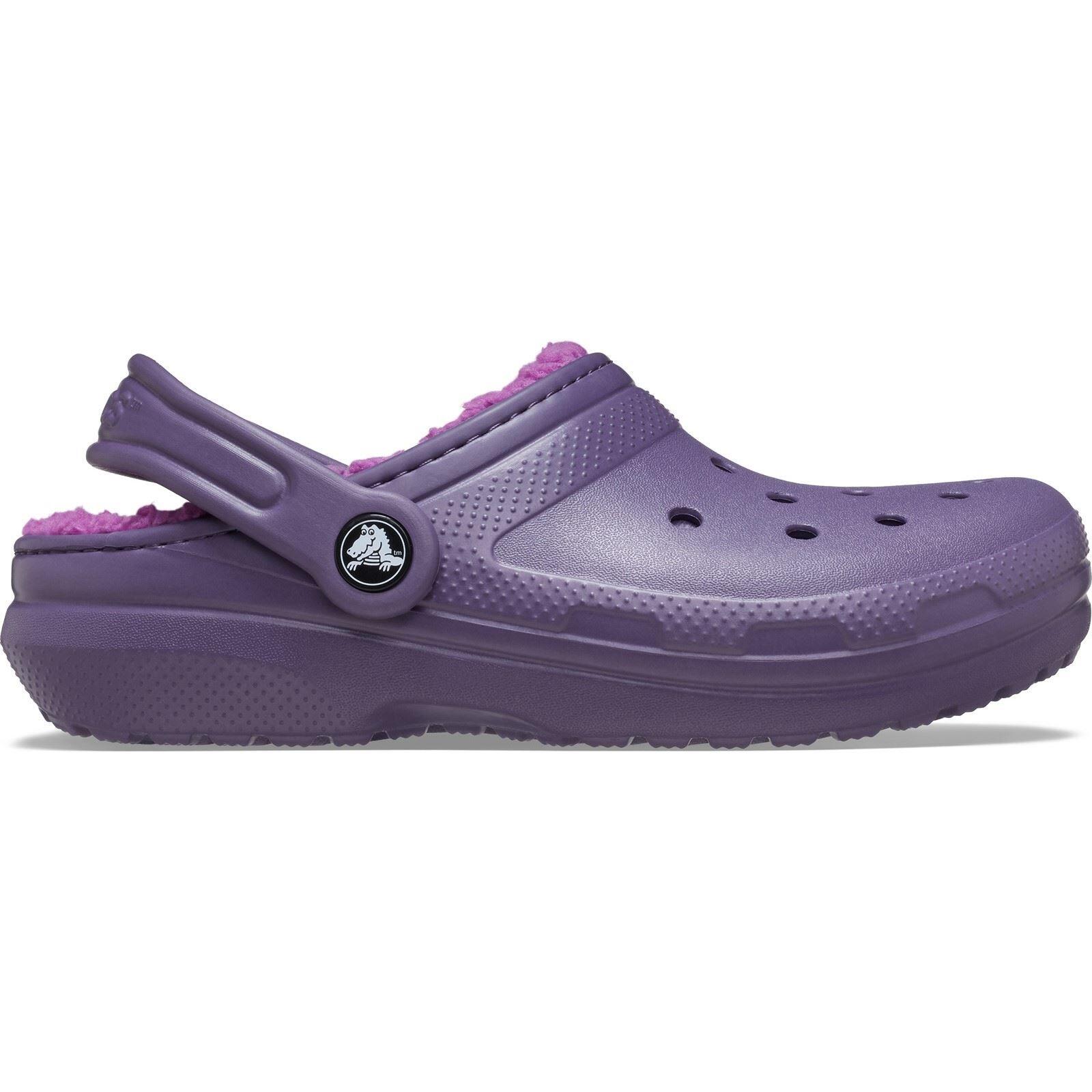 Crocs Classic Lined Thermoplastic Unisex Kids's Nightshade Clogs 6/6