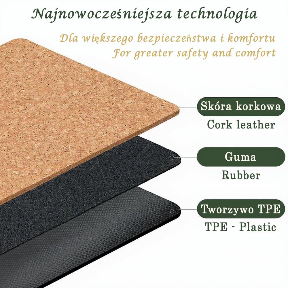 Mata jogi korka Hi-tech 6mm +Torba wodoodporna 3 materiały dla większej wygody1 3/7