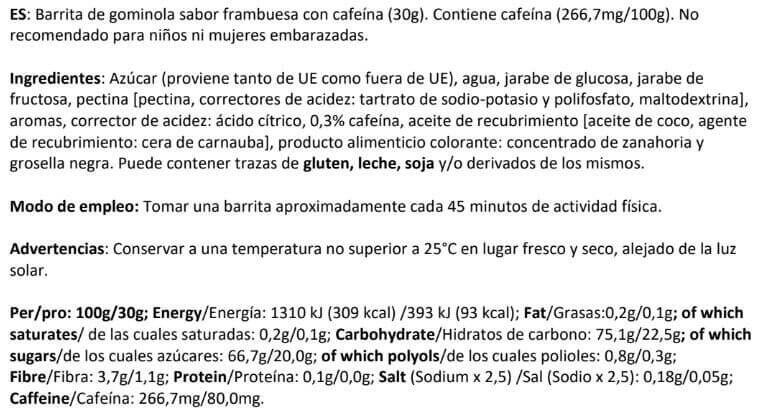 Barrita Gummy Bar con Cafeína - 30g Frambuesa Amix Nutrition 2/3