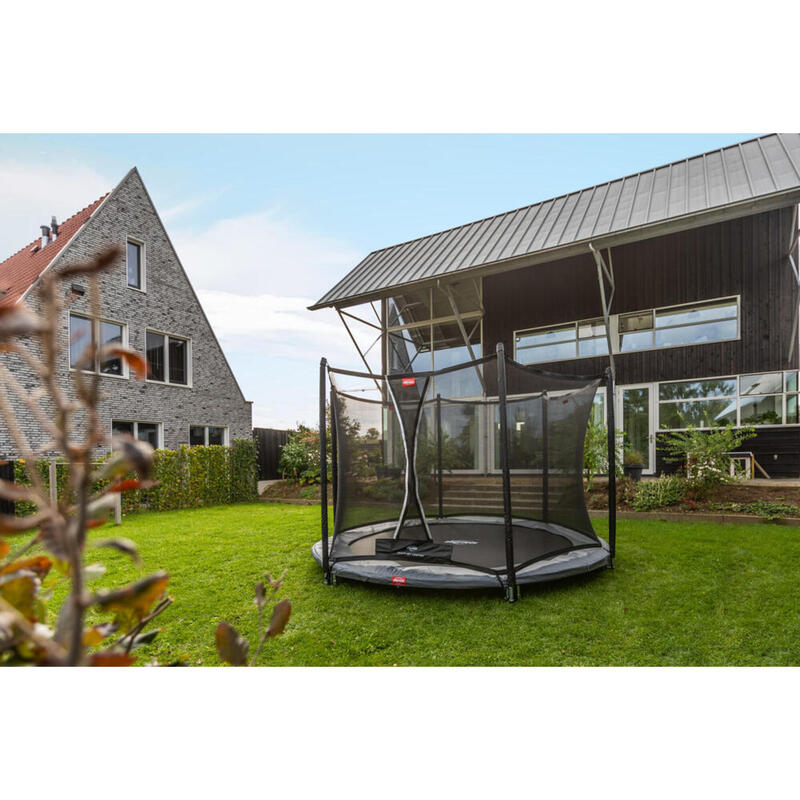 BERG Trampolin oval Favorit InGround grau 520 cm mit Sicherheitsnetz