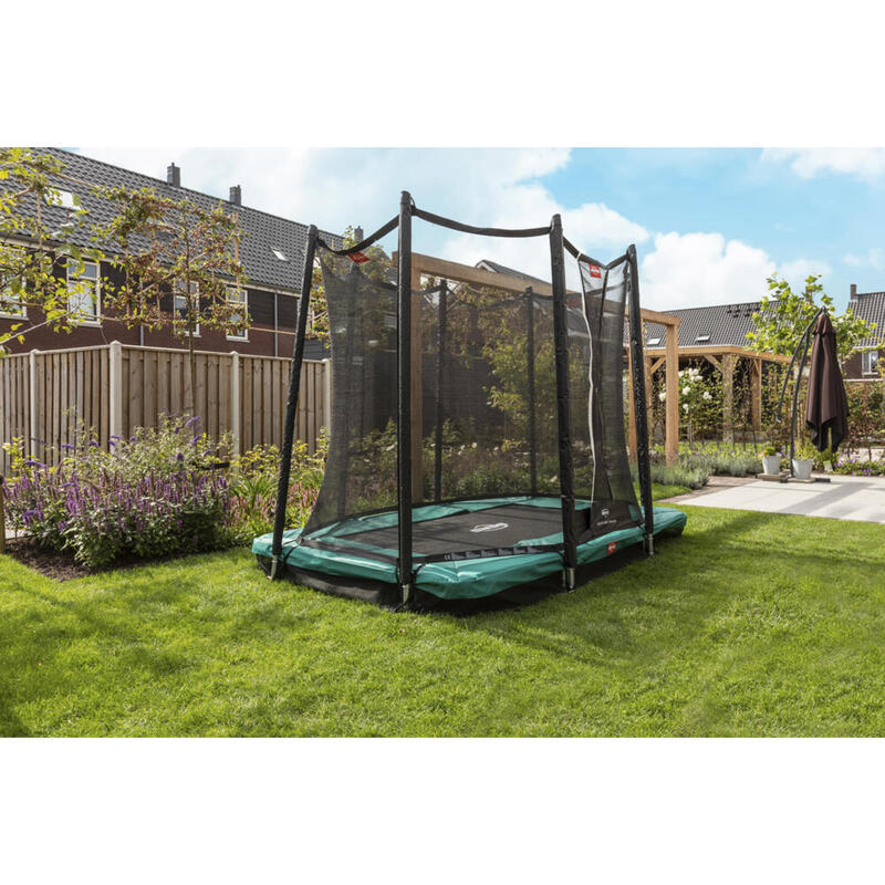 Trampoline rectangulaire Favorit InGround gris 280 cm avec filet de sécurité