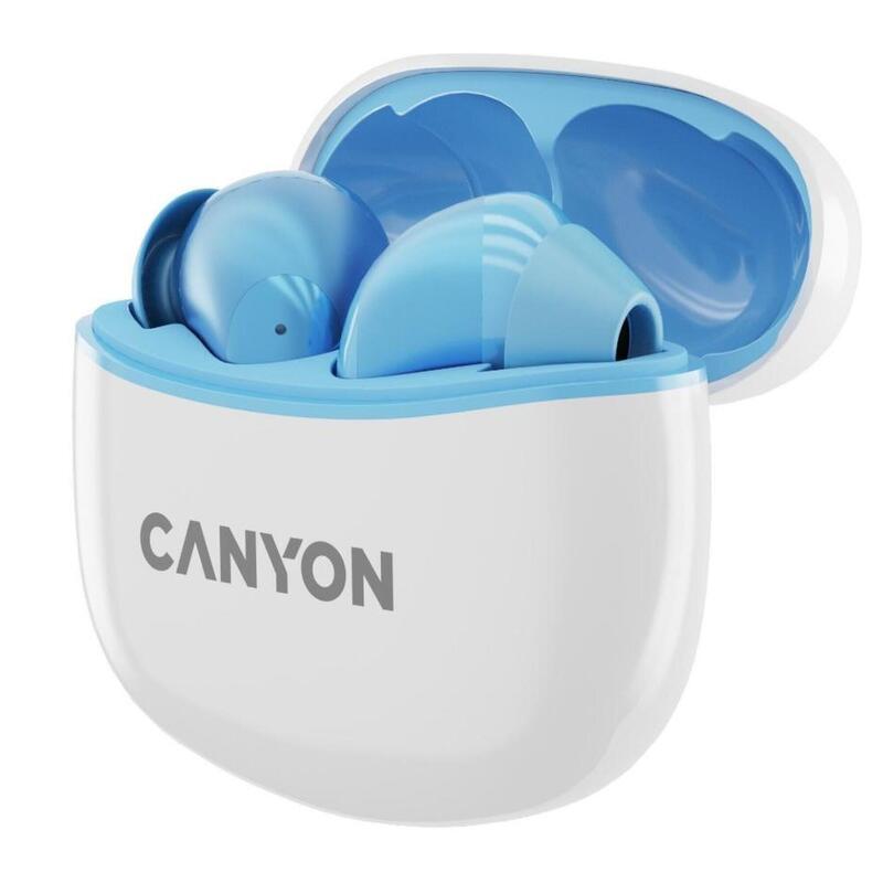 Casti True Wireless Canyon TWS-5, Bluetooth, In-Ear, Microfon (Alb/Albastru)