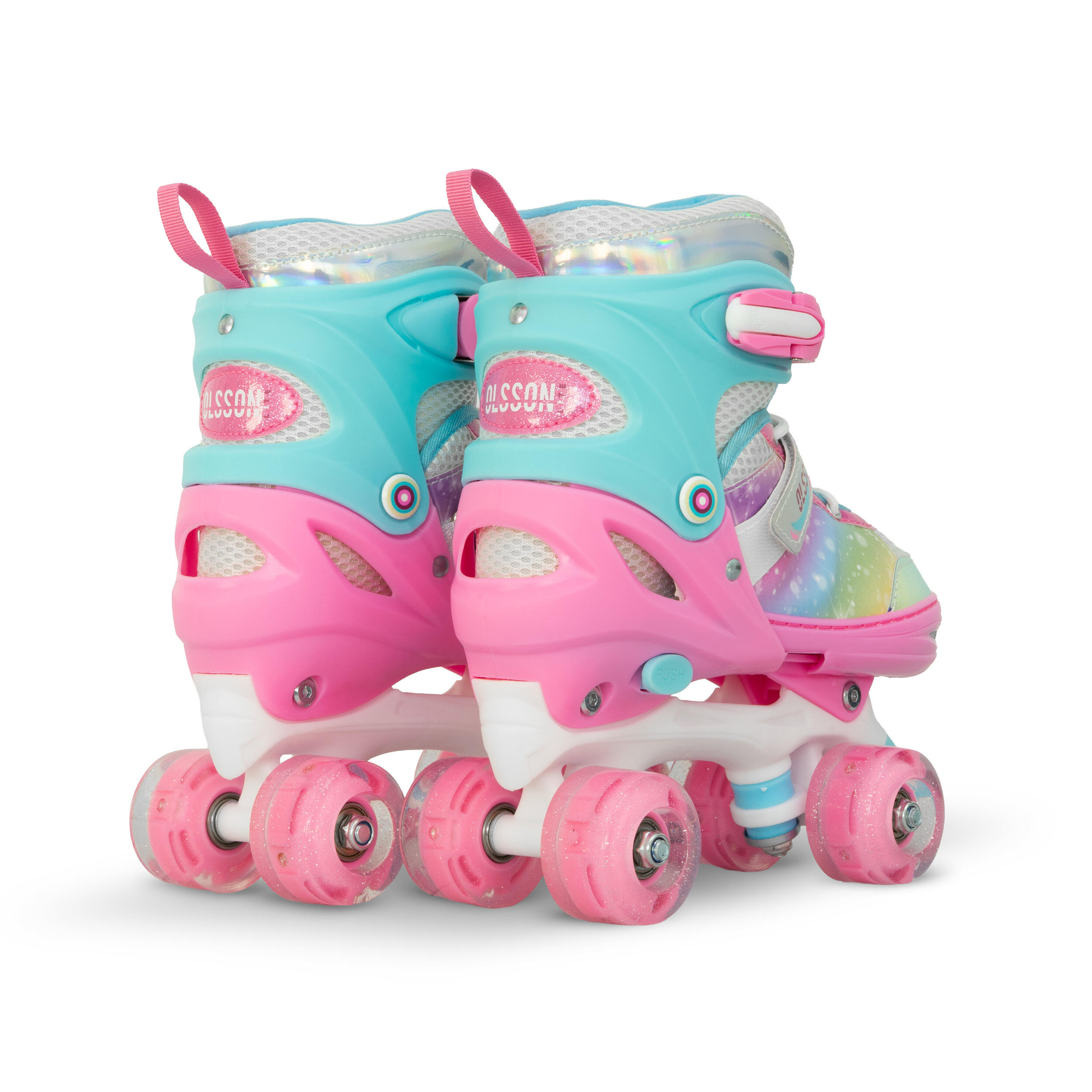 Pattini 4 rotelle quad BLOSSOM Turchese – Taglia regolabile (32–35), ABEC7 5/7