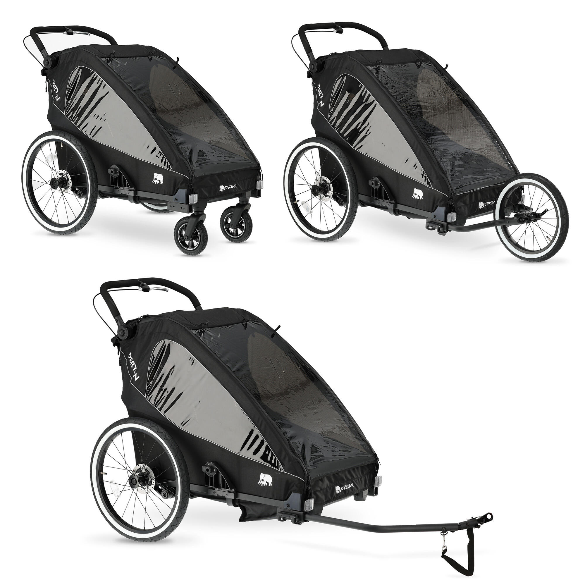 DERYAN Deryan Reboque de bicicleta de luxo V2 - Carrinho de bebé e carrinho de corrida