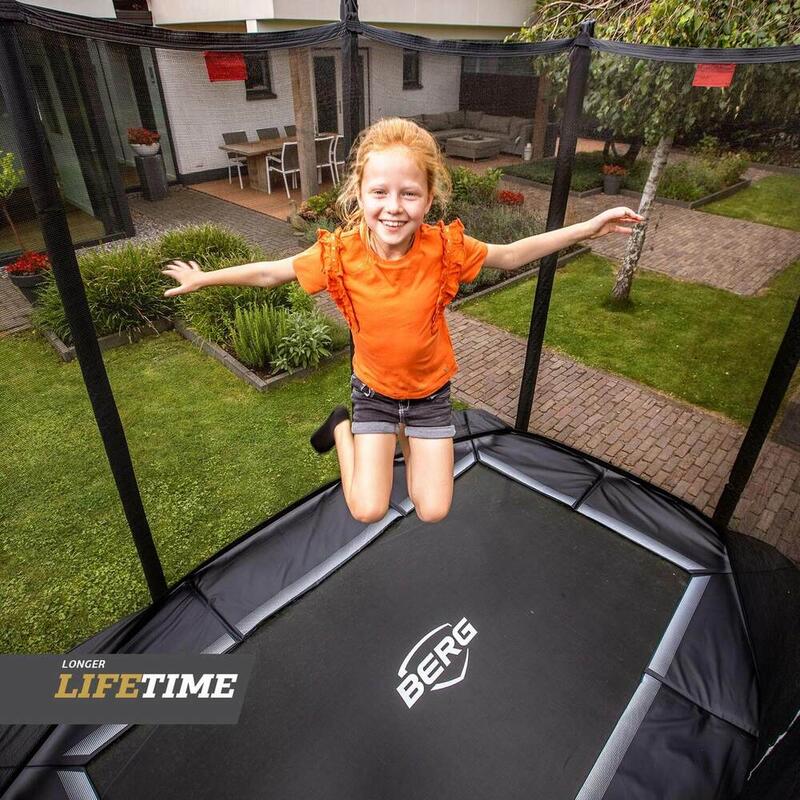 BERG Trampolin rechteckig Favorit Regular schwarz 280 cm mit Sicherheitsnetz