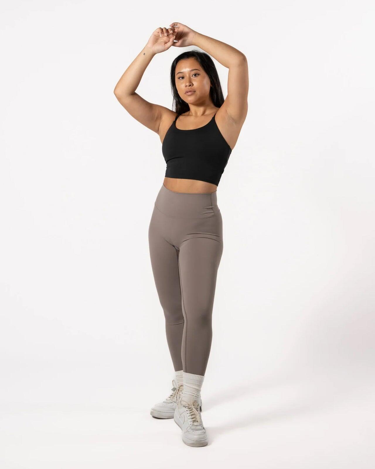 Leggings donna 7/8 per yoga e pilates sabbia 3/4