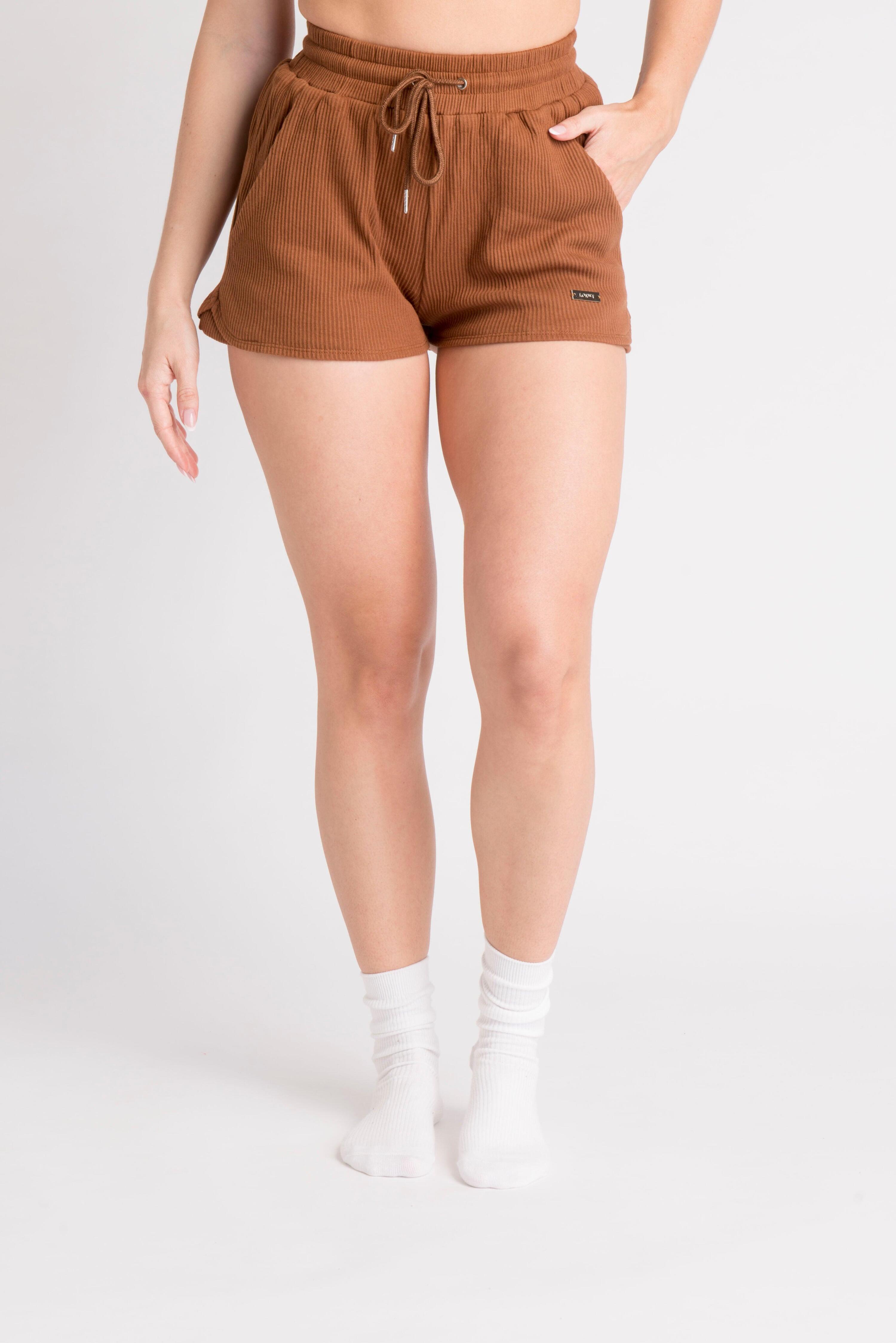 LOEWI Ribbed Shorts - Aesthetic Wolf - Fitness - Donna - Castanho 4/4