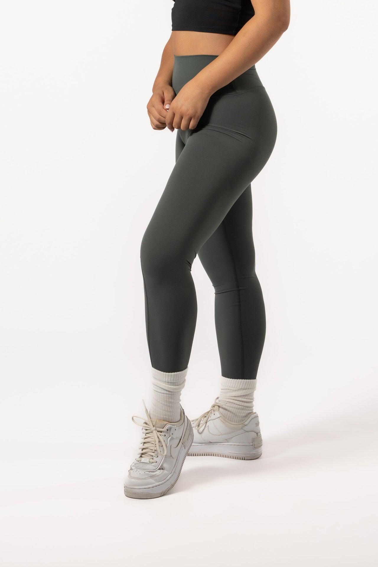 Legging femme 7/8 pour yoga & pilates olive 2/4