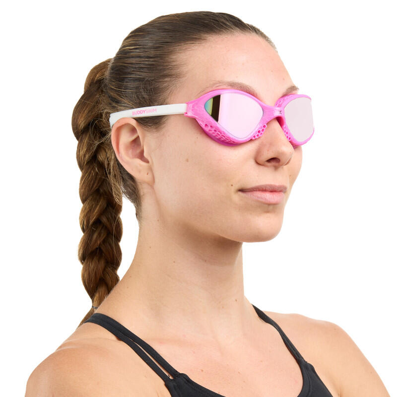 Lunettes OzeanX Open Water et Triathlon Pink-White/Iridium Mirror 3/5