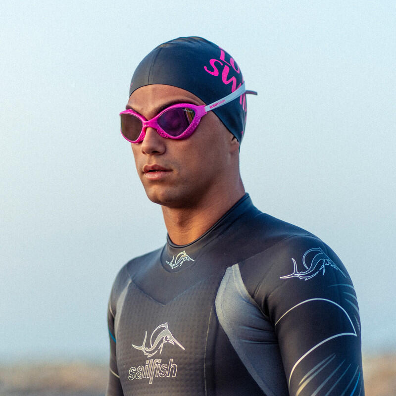 Lunettes OzeanX Open Water et Triathlon Pink-White/Iridium Mirror 5/5