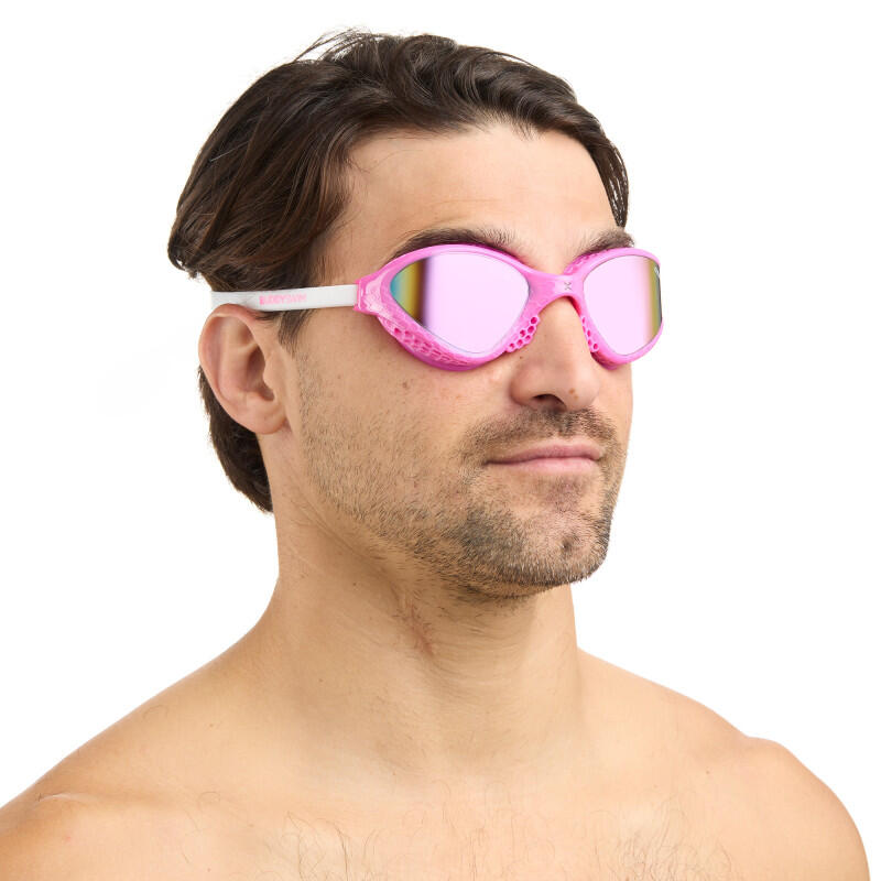 Lunettes OzeanX Open Water et Triathlon Pink-White/Iridium Mirror 4/5