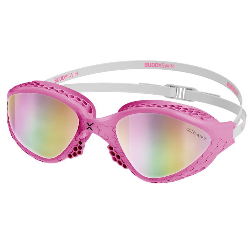 Buddyswim - Lunettes Ozeanx Open Water Et Triathlon Pink-white/iridium Mirror - Lunettes De Natation - Rose - Kid Unique - Decathlon