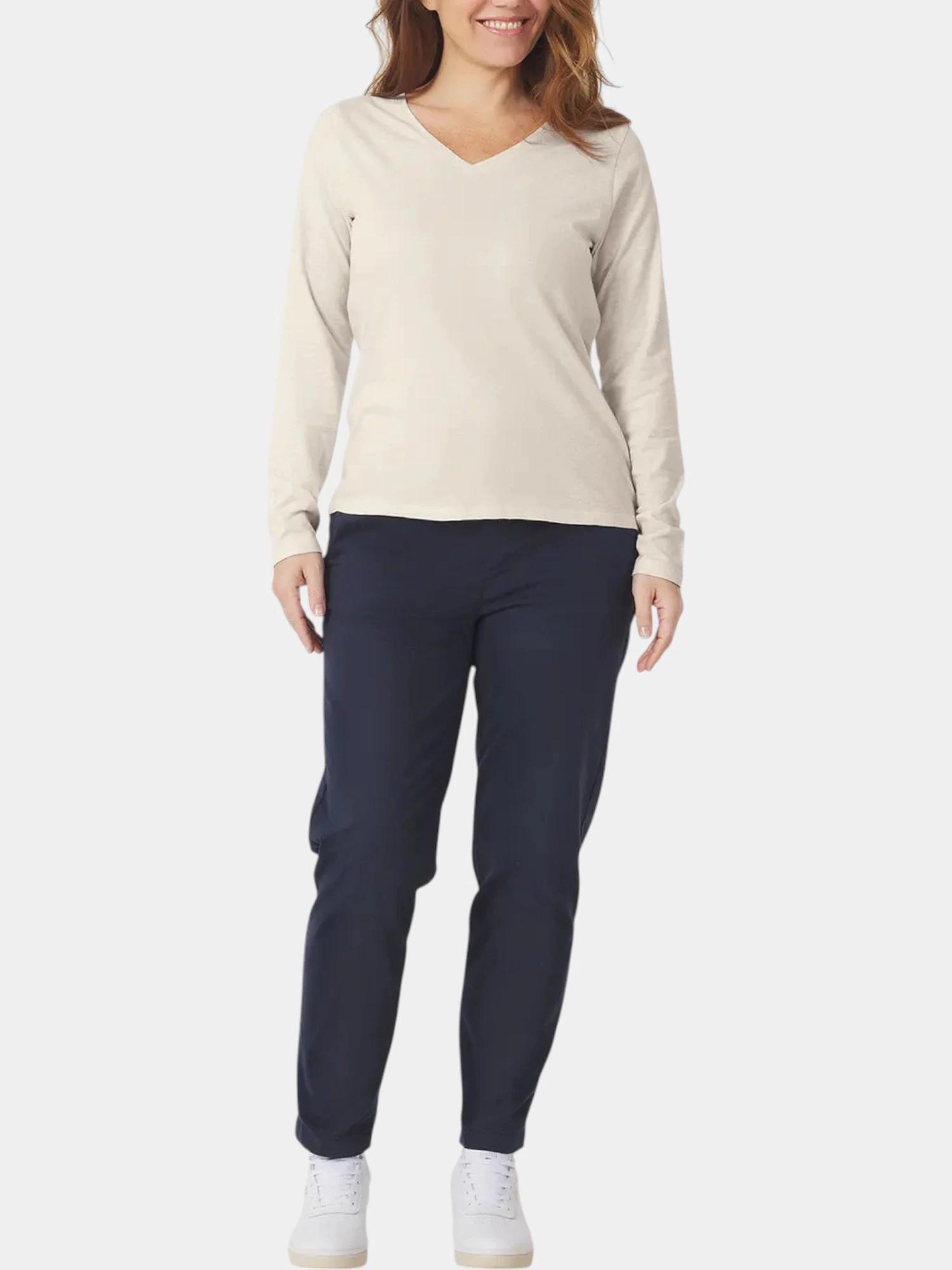 T-shirt manches longues - sport - femme - col V - adinalon - blanc/ecru 3/6