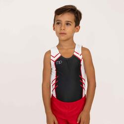 Maillot de gymnastique gris et rouge garçon