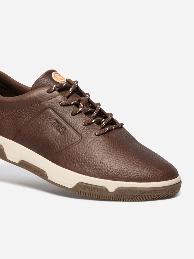 Baskets homme GEDEONE Marron - Cuir, fermeture lacets 2/5